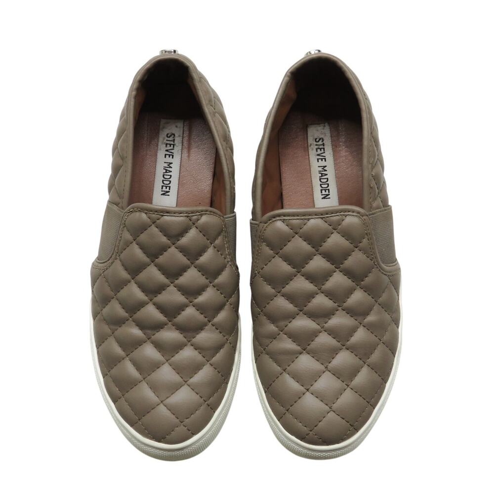 Steve Madden Endell Taupe Leather Quilted Sneakers Size 8 Chunky Platform - Picture 2 of 10